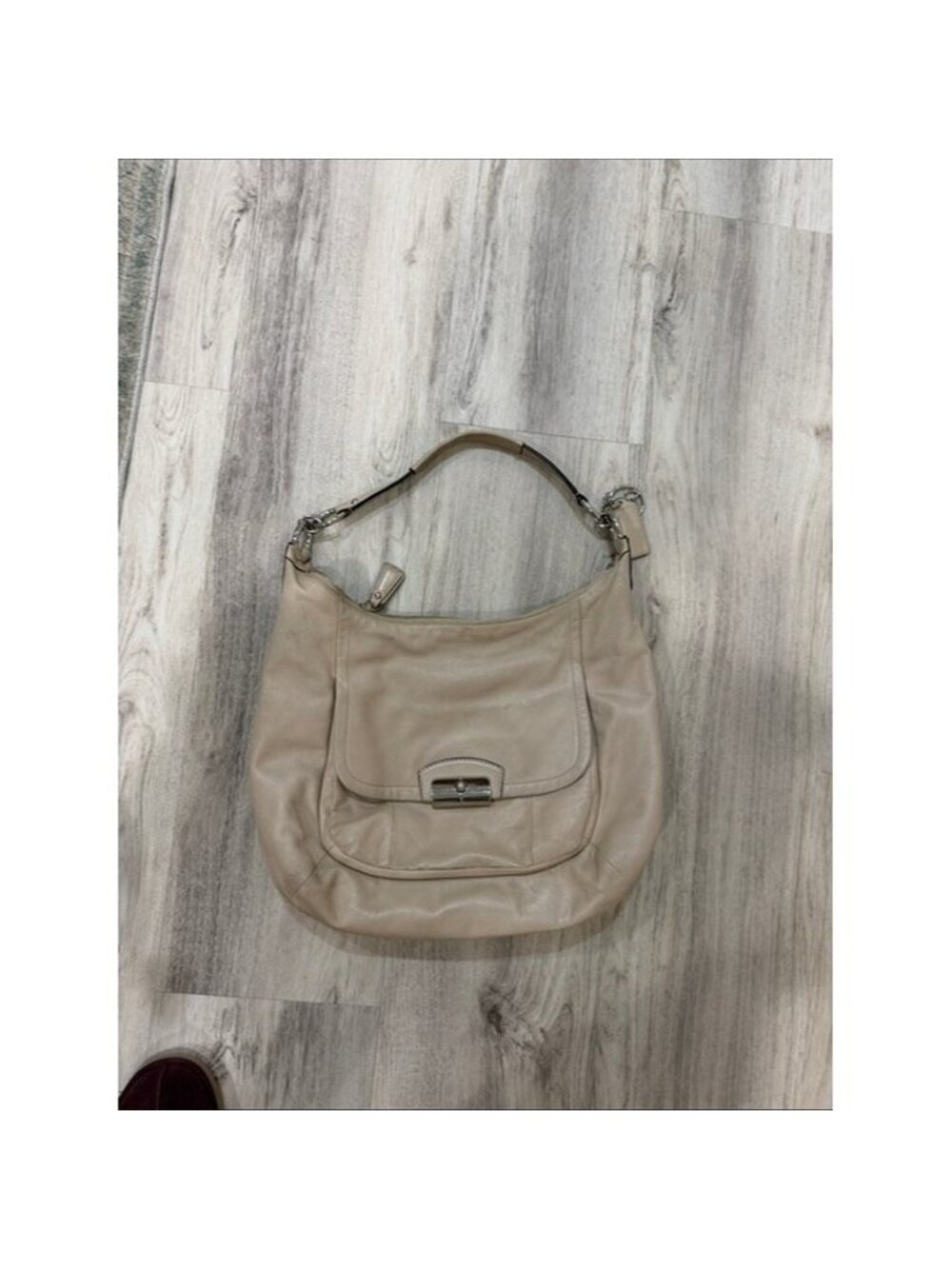Coach  Kristin Leather Hobo Bag in Light Beige with Silver Hardware